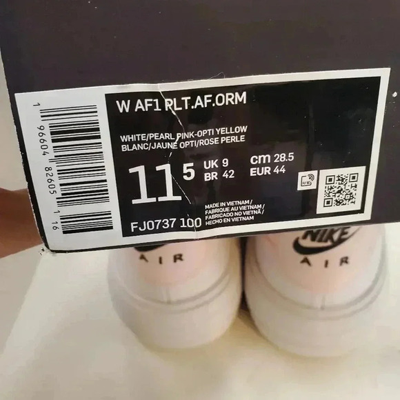 Nike Air Force 1 Platform White/Pearl Pink-Opti Yellow Womens 11.5 - Picture 11 of 13